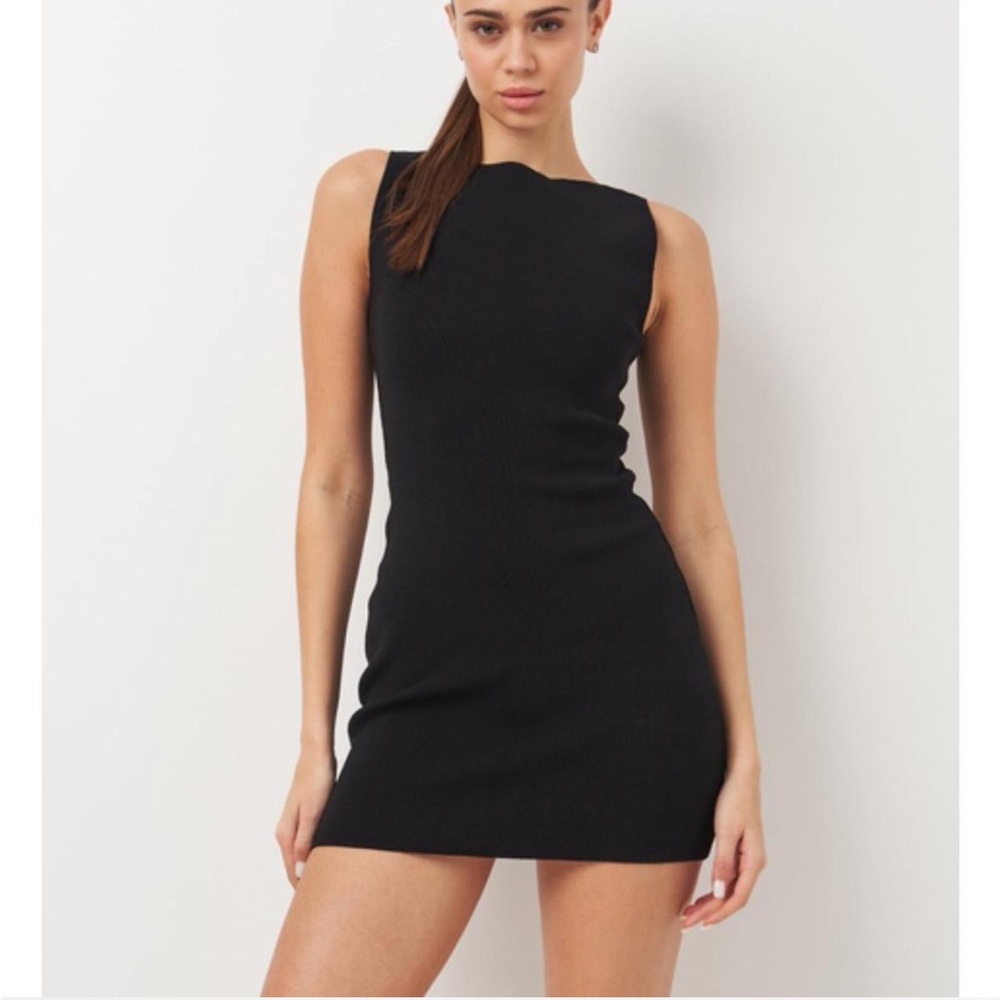 Black Knitted Flattering Mini Dress